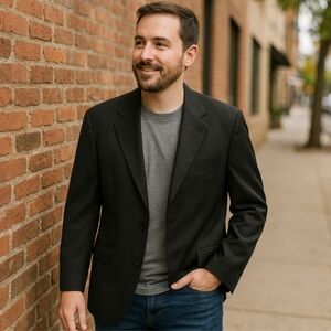 Peter Millar Men's 52T Wool Black Sport Coat 2 Button Blazer Double Vent EUC